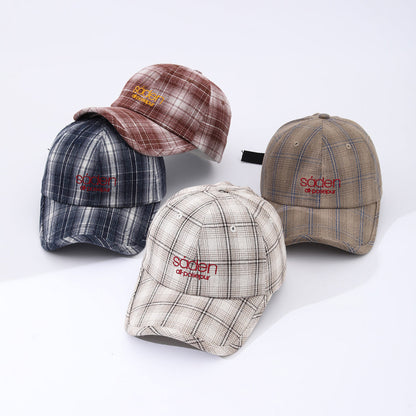 Women's Striped Checkered Embroidered Baseball Cap – 4 Colors