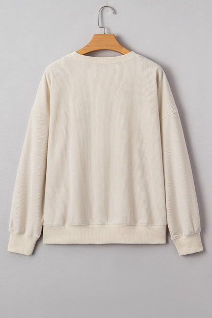 Threaded Pear Sylevi Graphic Ribbed Loose Sweatshirt