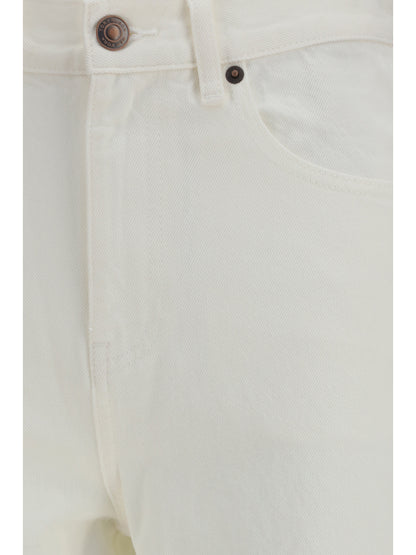Straight-Leg Jeans With T Monogram Cuffs, White