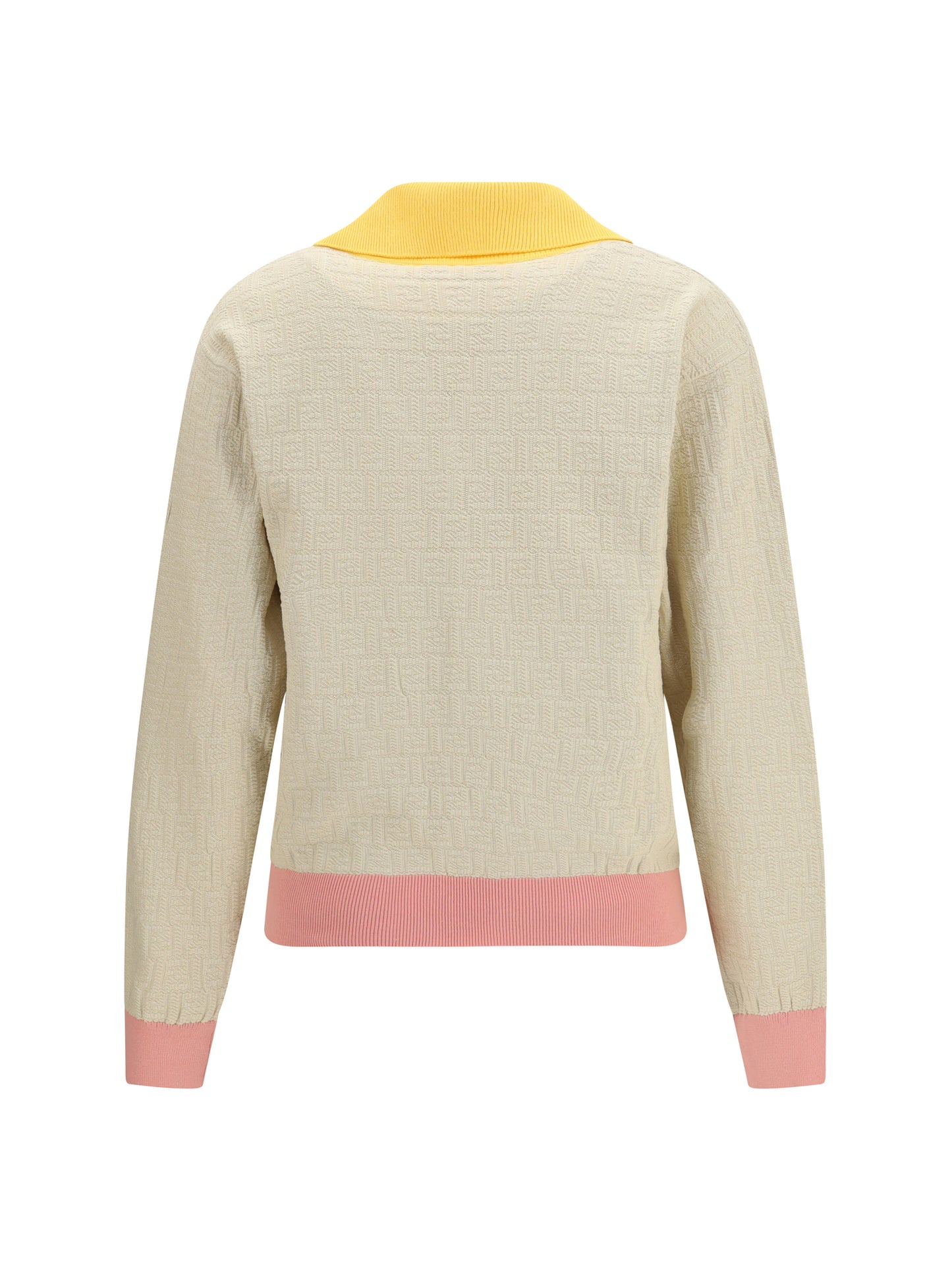 Cotton-Silk Sweater With FF Logo Ecru
