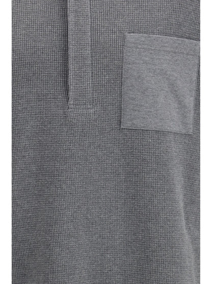 Long Sleeve Polo Shirt Medium Grey