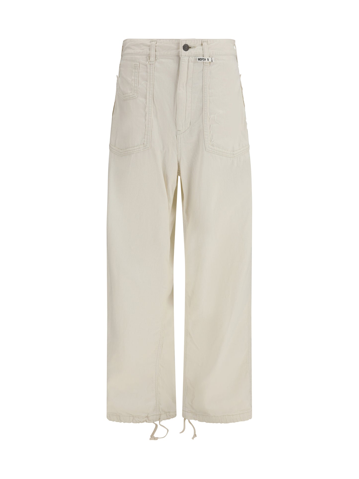 Denim Pants Cut-Out Pockets White