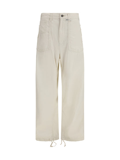 Denim Pants Cut-Out Pockets White