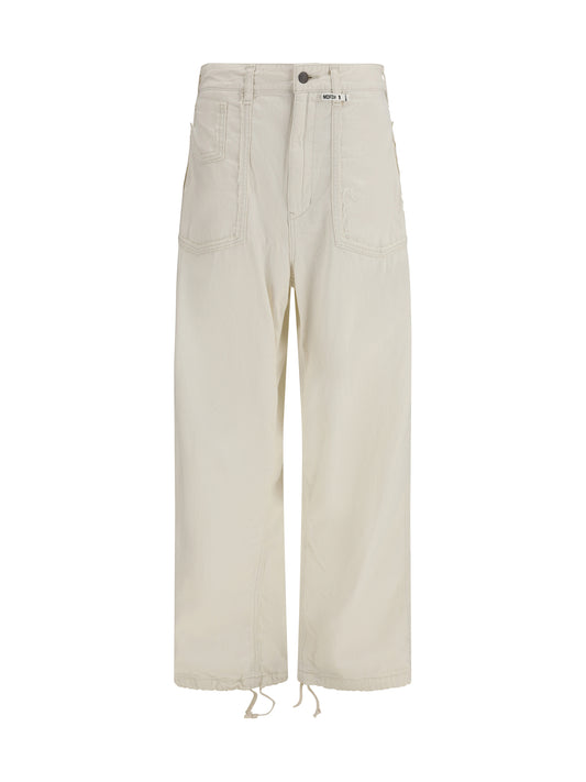 Denim Pants Cut-Out Pockets White