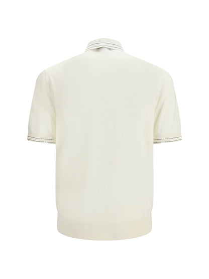Silk Polo Shirt Natural White