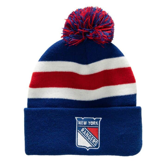 Mitchell & Ness Men's NHL Stripe Pom Knit Rangers Knit Hat