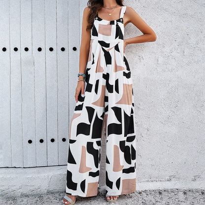 European and American Women’s Spring and Summer Elegant Printed Jumpsuit