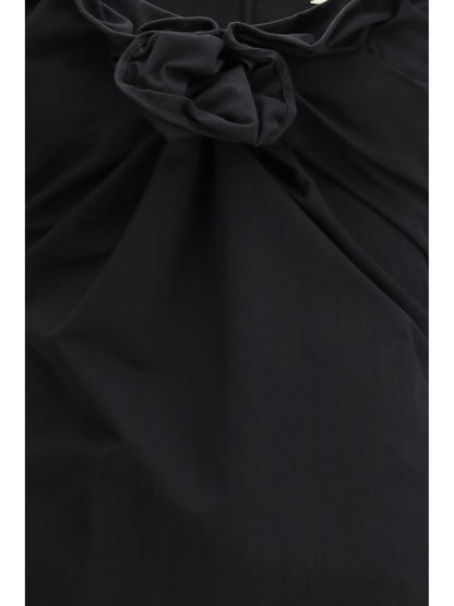 Sleeveless Dress Draped Neckline Black