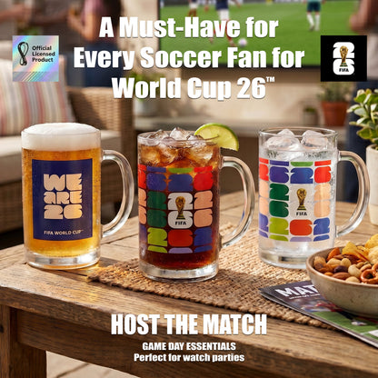 FIFA We Are 26 & Trophy Set of 2 Glass Mugs With Handle  21 OZ.
