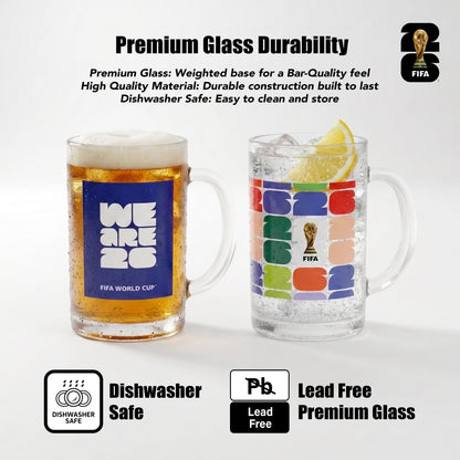 FIFA We Are 26 & Trophy Set of 2 Glass Mugs With Handle  21 OZ.