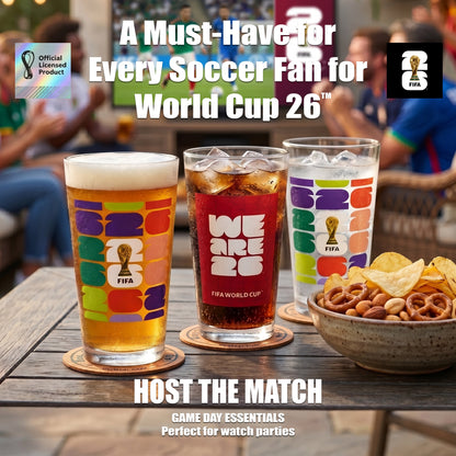 FIFA Trophy & We Are 26 Set of 2 Glass Highballs 16 OZ.