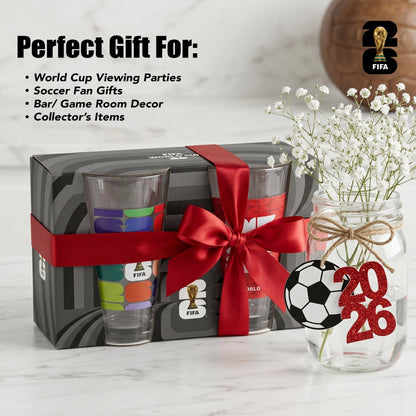 FIFA Trophy & We Are 26 Set of 2 Glass Highballs 16 OZ.
