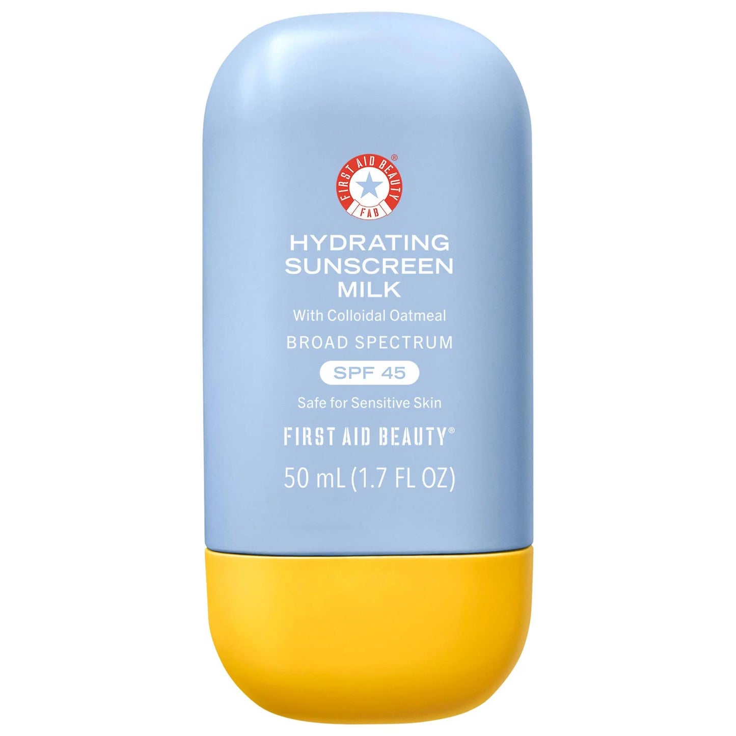 First Aid Beauty Hydrating Sunscreen Milk SPF 45: Broad Spectrum Protection, Colloidal Oatmeal, Lightweight, No White Cast, Daily Defense