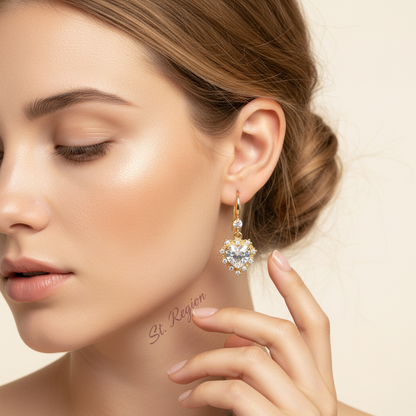 White Crystal & Cubic Zirconia Goldtone Heart Hook Earrings