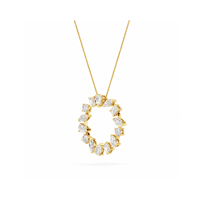 3.0 Ctw Multi-Shape (F/VS) Lab Grown Diamond Prong 14K Yellow Gold Open Circle Pendant Necklace