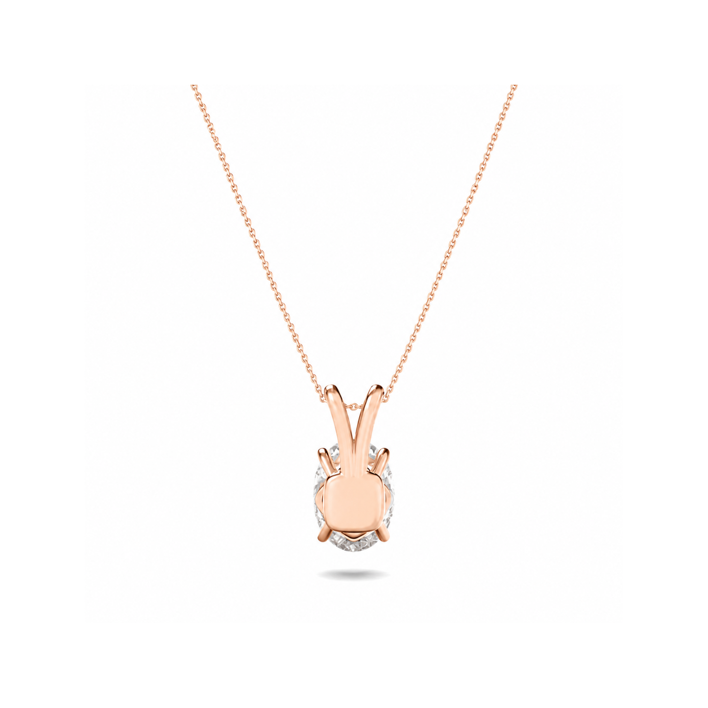 3.0 Ct Oval Lab Grown Diamond (F/VS) Prong 14K Rose Gold Split Bale Solitaire Pendant Necklace