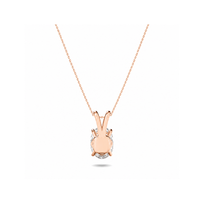3.0 Ct Oval Lab Grown Diamond (F/VS) Prong 14K Rose Gold Split Bale Solitaire Pendant Necklace