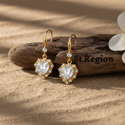 White Crystal & Cubic Zirconia Goldtone Heart Hook Earrings