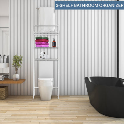 J&V TEXTILES 3-Shelf Metal Bathroom Organizer Over The Toilet, Bathroom Space Saver