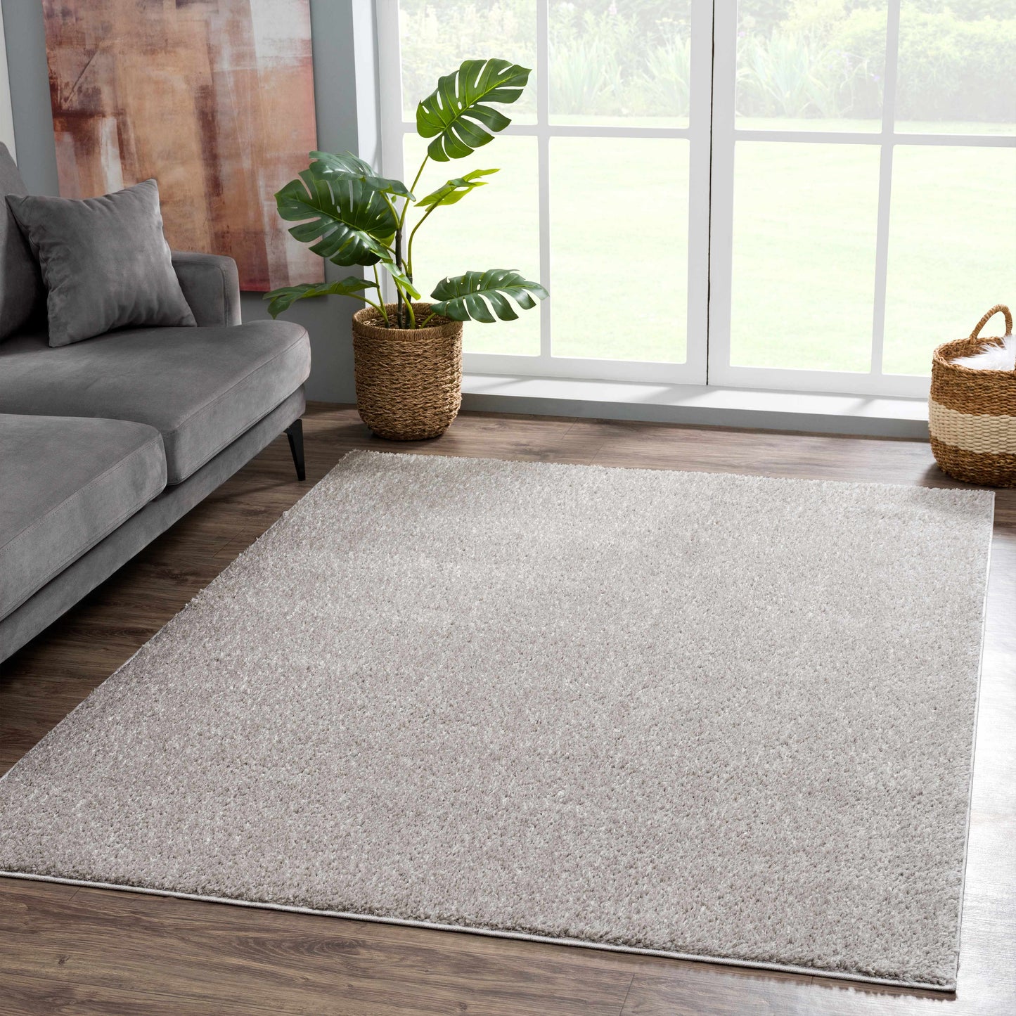 Judy Solid Gray Washable Shag Rug - Clearance