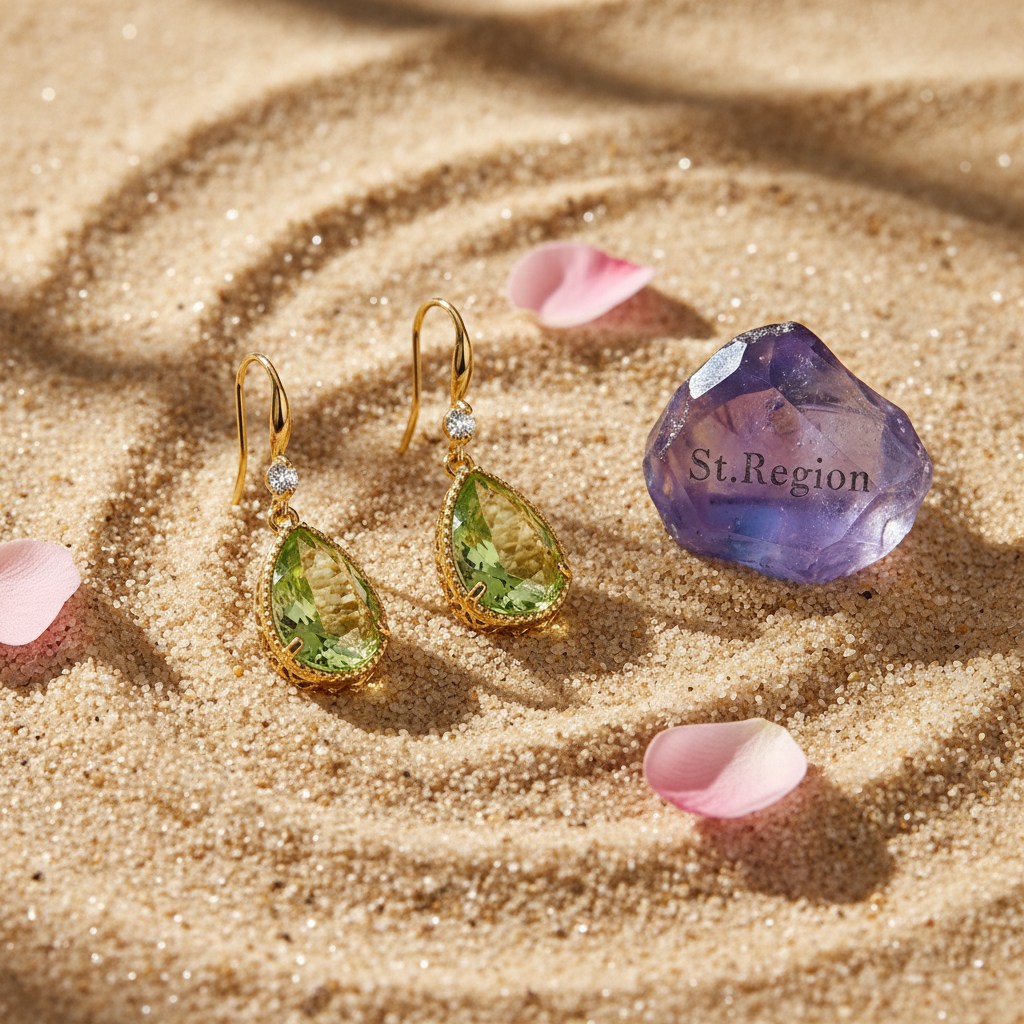 Green Crystal & Cubic Zirconia Goldtone Teardrop Hook Earrings