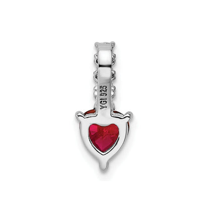 Silver Created Ruby Heart Pendant