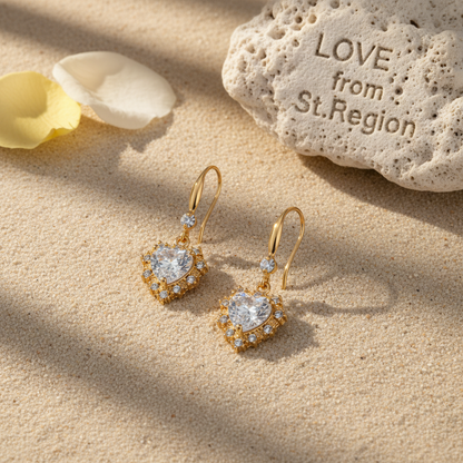 White Crystal & Cubic Zirconia Goldtone Heart Hook Earrings