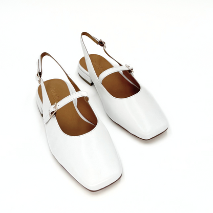 Athena Mary Jane Flats - White