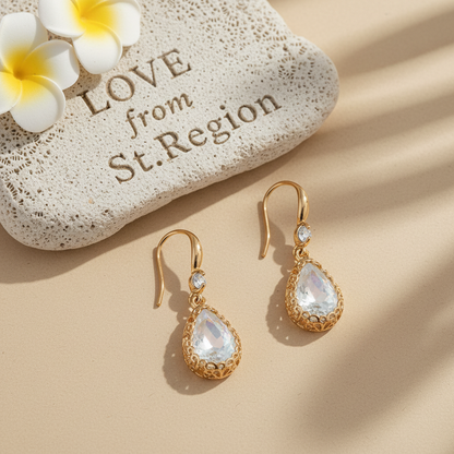 White Crystal & Cubic Zirconia Goldtone Teardrop Hook Earrings