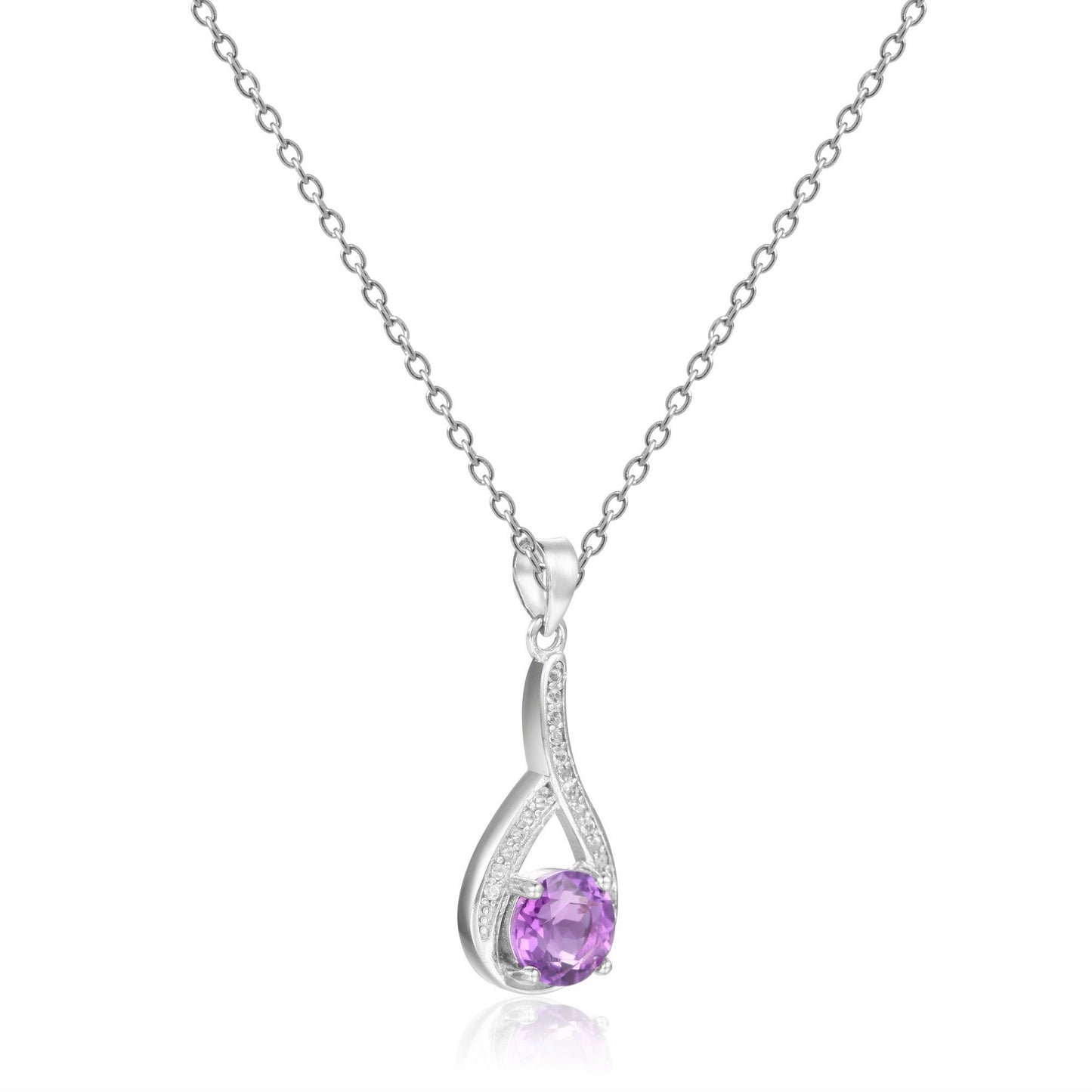 Amethyst Round Pendant Necklace
