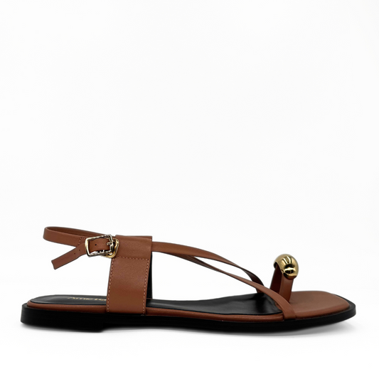 Laney Strappy Gold Toe Sandals - Brown