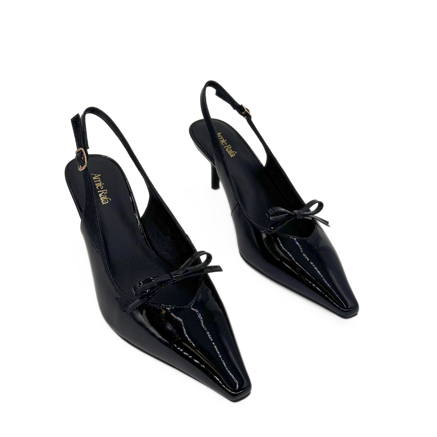 Georgia Pointy Toe Bow Heels - Black