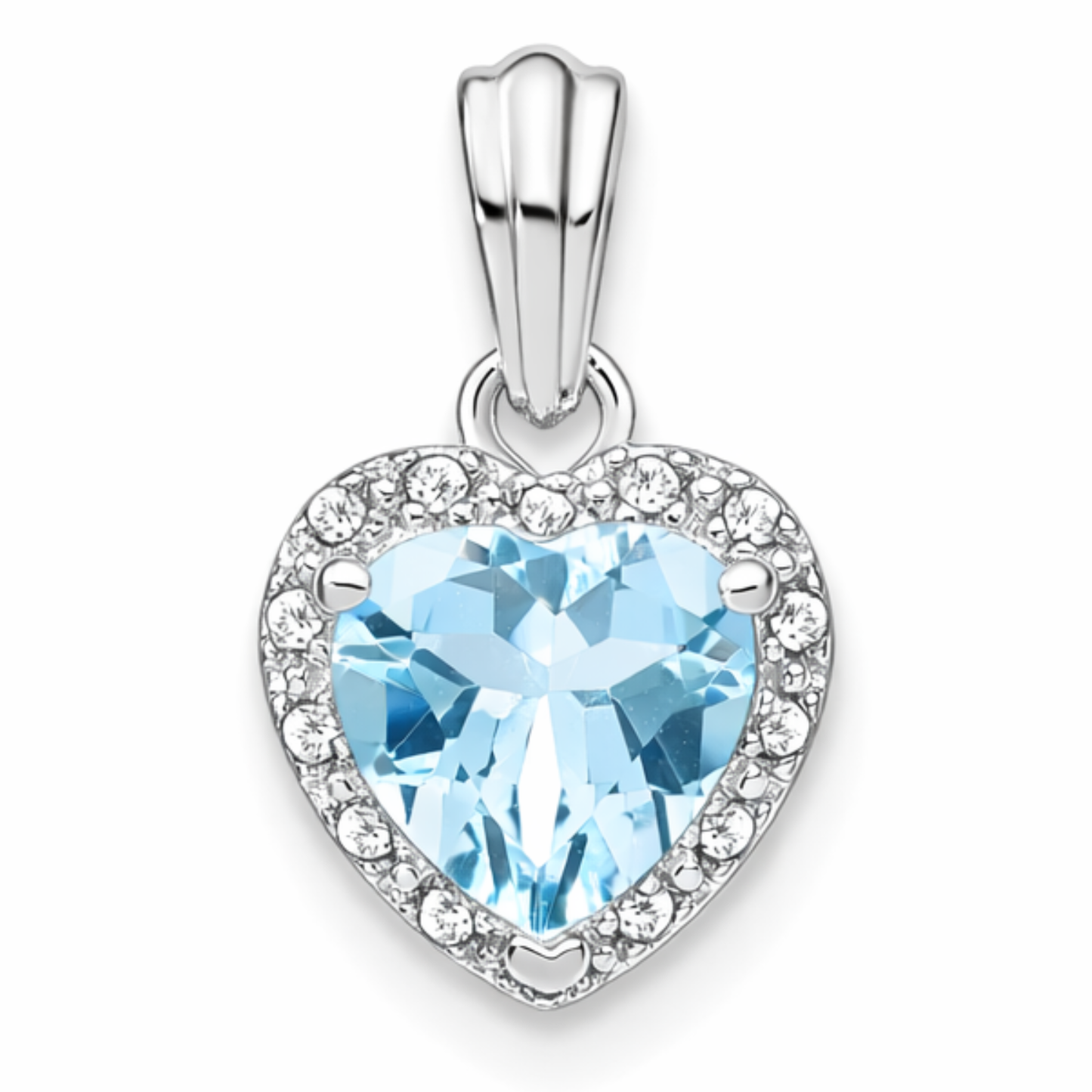 Heart Gemstone and Diamond Halo Pendant
