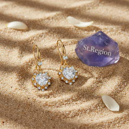 White Crystal & Cubic Zirconia Goldtone Heart Hook Earrings