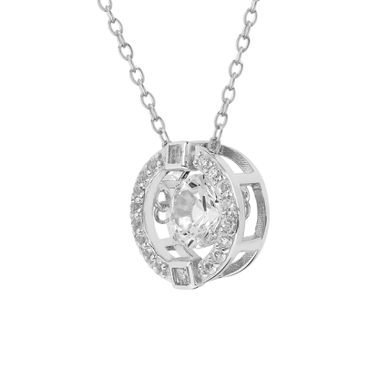 Dancing Stone White Sapphire Halo Necklace