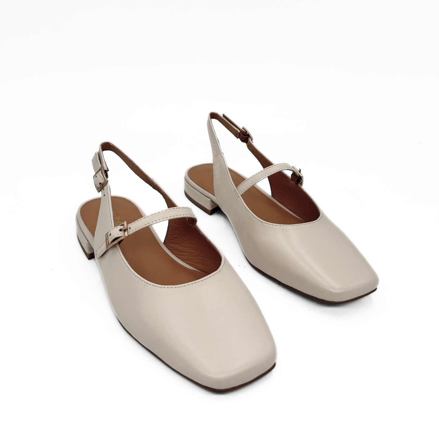 Athena Mary Jane Flats - Bone