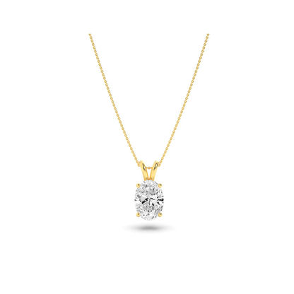 1.0 Ct Oval Lab Grown Diamond (F/VS) Prong 14K Yellow Gold Split Bale Solitaire Pendant Necklace