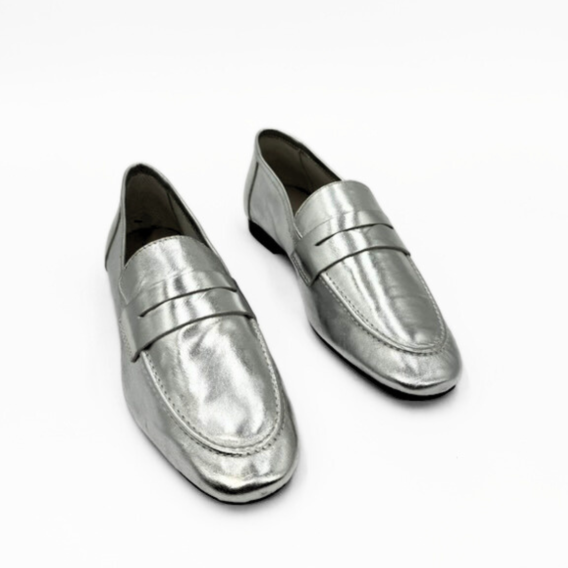 The Tennis Leather Loafer - Silver