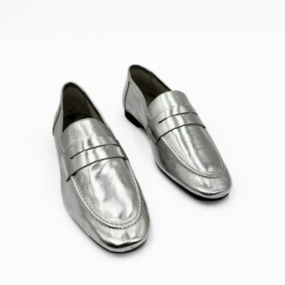 The Tennis Leather Loafer - Silver