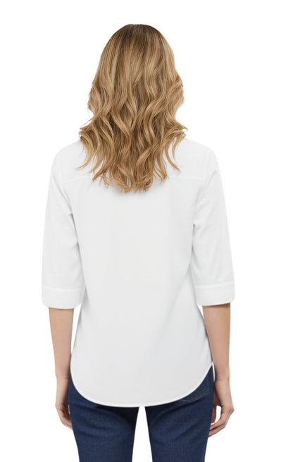 Womens Regular Fit 3/4 Sleeve Button Down Collared Camp Shirt