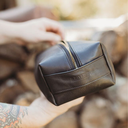 Mens Dopp Kit | Black Leather