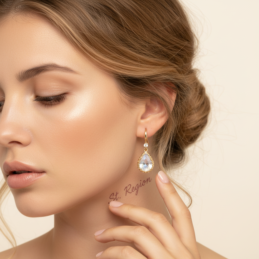 White Crystal & Cubic Zirconia Goldtone Teardrop Hook Earrings