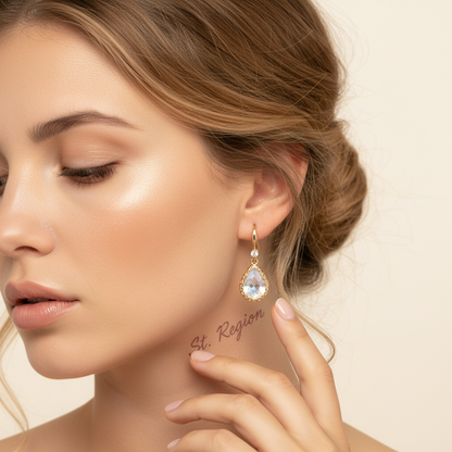 White Crystal & Cubic Zirconia Goldtone Teardrop Hook Earrings