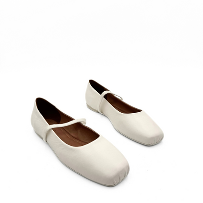 Mary Elastic Mary Janes - White