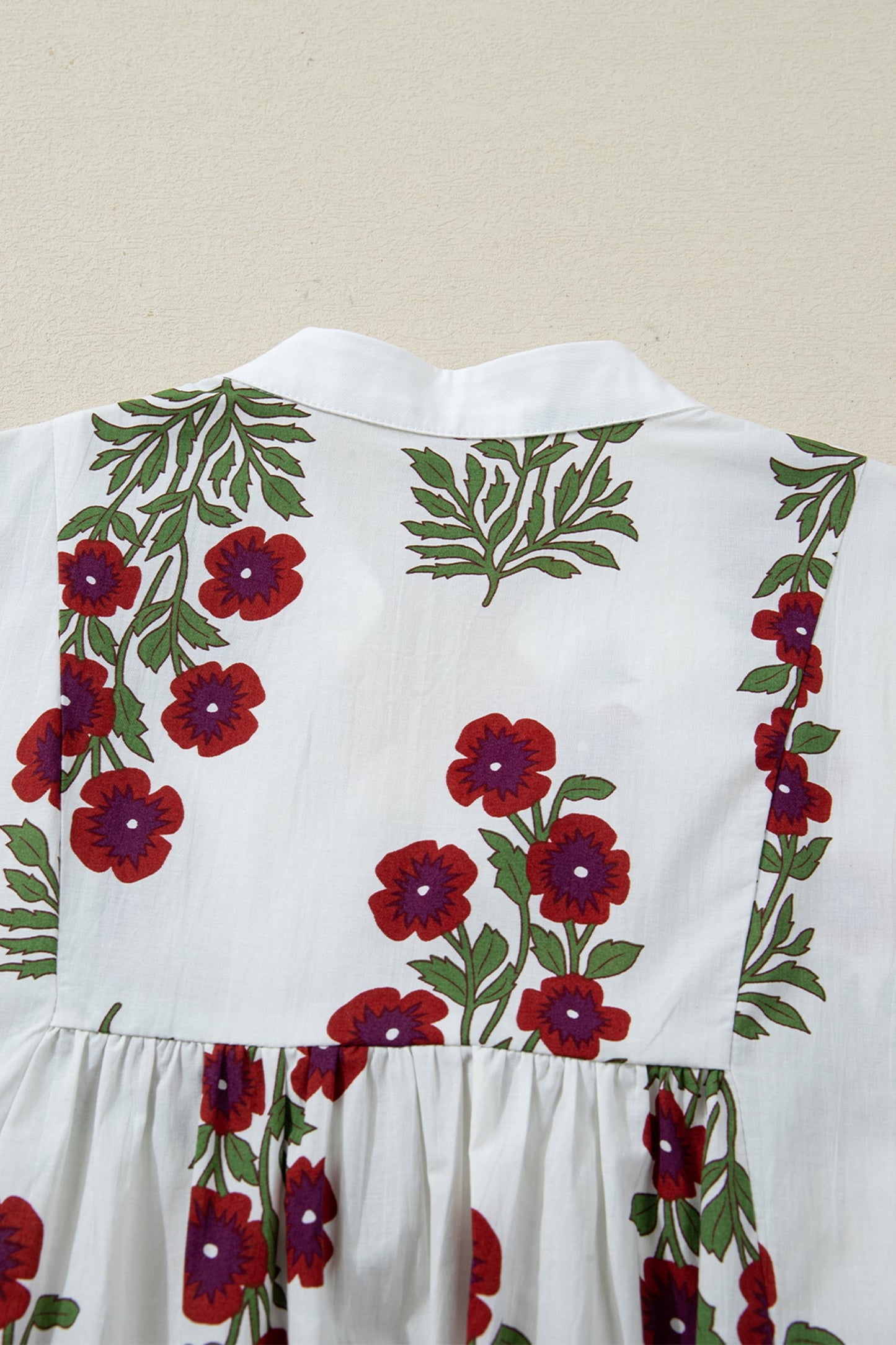 Threaded Pear Halo Sleeve Loose Floral Dress