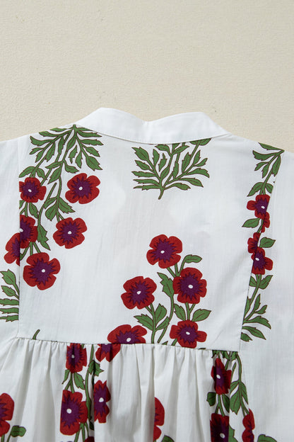 Threaded Pear Halo Sleeve Loose Floral Dress