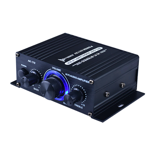 Prime Goods 400W 12V 2 Channel Powerful Stereo Audio Power Amplifier HiFi Bass Amp Car Home - Black