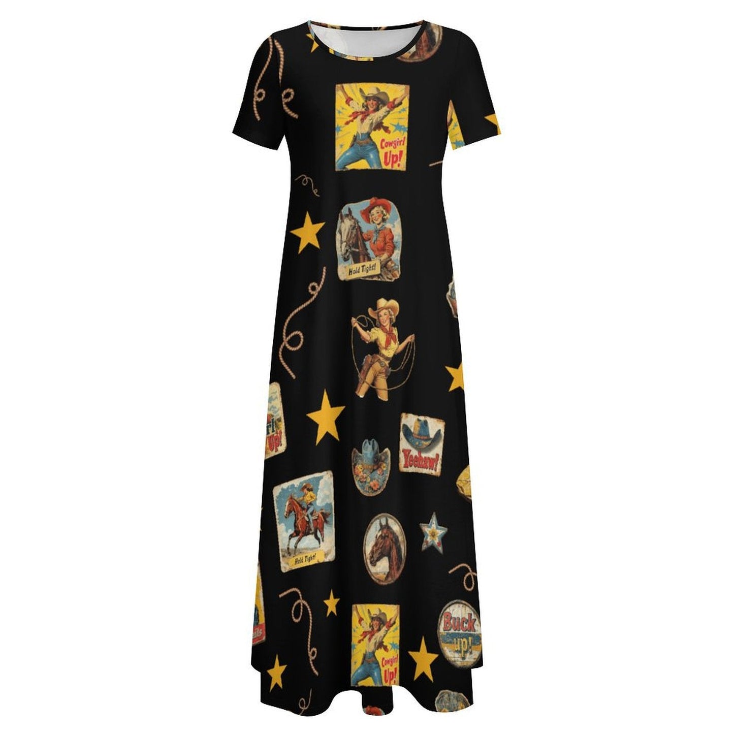 Baha Ranch Vintage Cowgirl Collage Western Dress