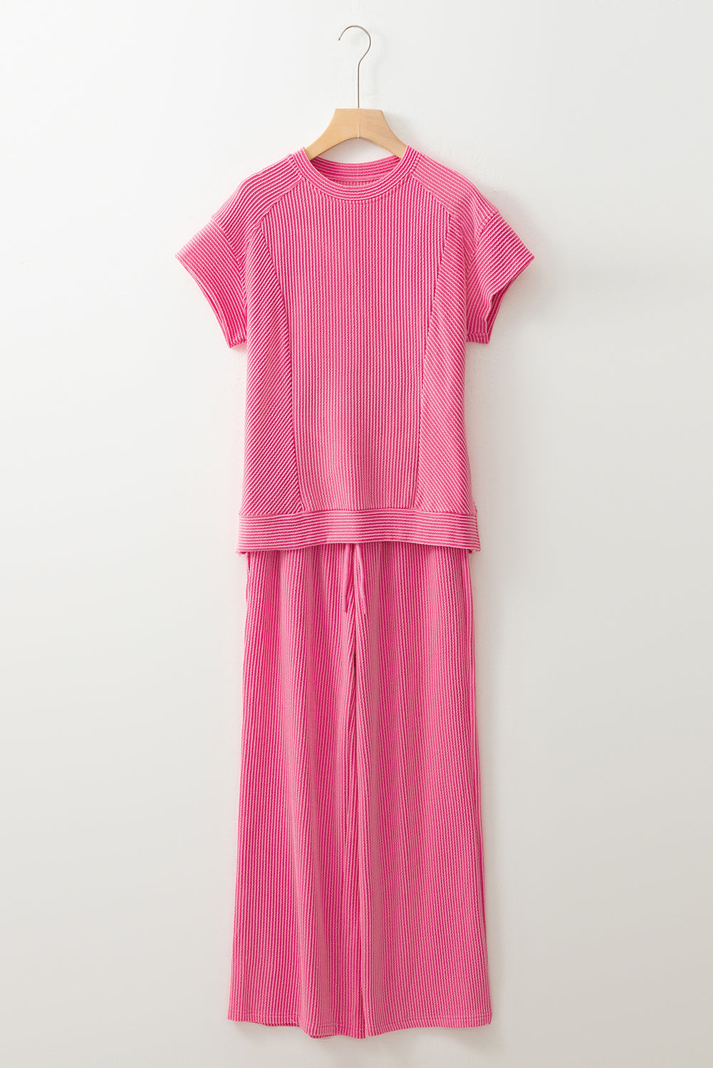 Threaded Pear Leilany Corded Knit Short Sleeve Set