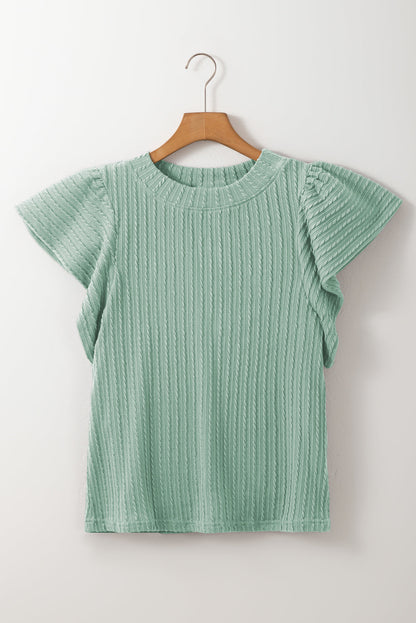 Threaded Pear Brynn Textured Flutter Sleeve Top